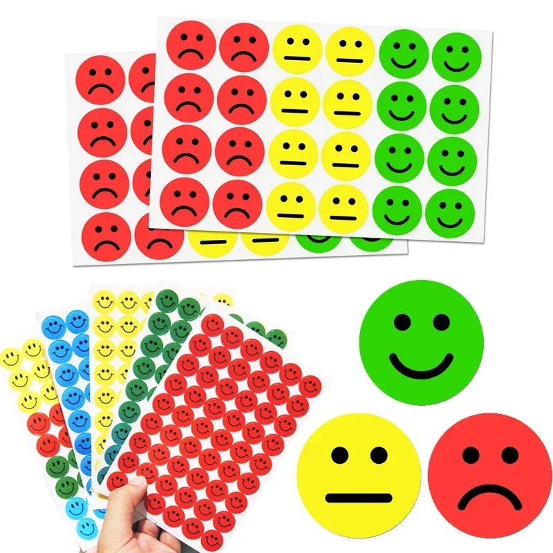 1200pcs Smiling Face Behavior Stickers Teacher Classroom School Reward Kids Student Planner Kindergarten Happy/Sad Sticker 2.5cm