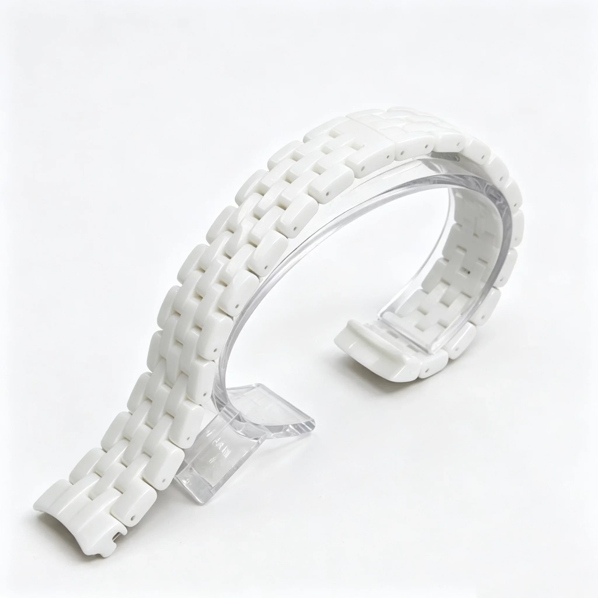 For Armani AR1477/1478/1479/1480 Watchbands Black White Ceramics 16mm Curved Interface Women Watches Accessories