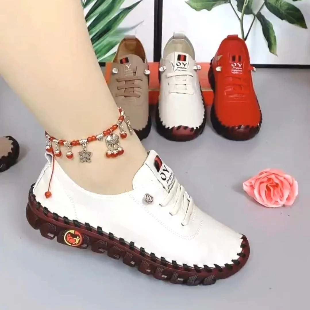 Spring Shockproof Orthopedic Shoes For Women Autumn Lace Up Flats Women\'s Loafers Ladies Comfort Moccasins Female Driver Shoes