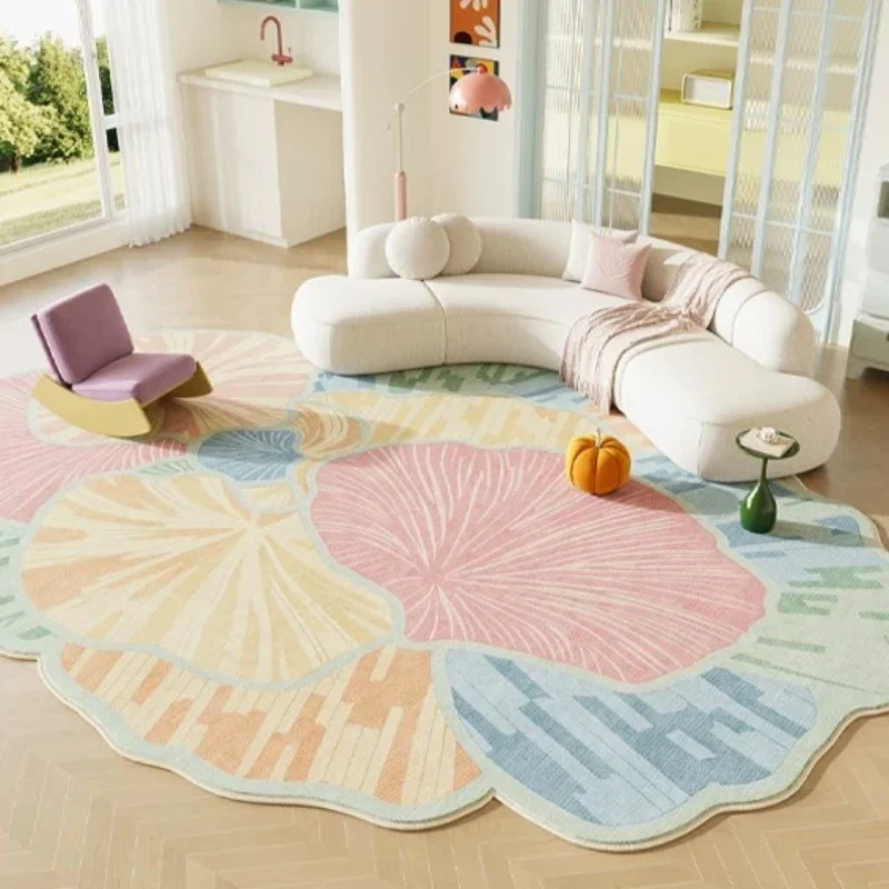 Irregular Shape Bedroom Decor Large Carpet Thicken Plush Lounge Floor Mat Fluffy Soft Rug Dopamine Color Carpets for Living Room
