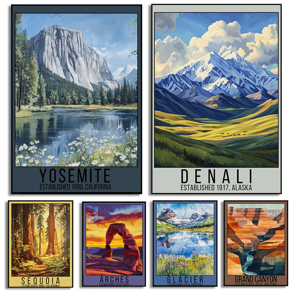 الولايات المتحدة الأمريكية الحديقة الوطنية المشارك الحديقة الوطنية المائية يطبع حائط لوح رسم الفن صور غرفة المعيشة المنزلي الطبيعة الديكور