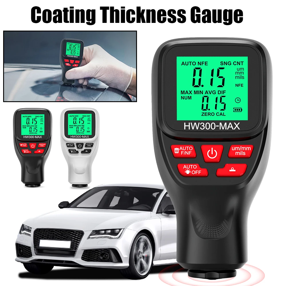 Car Paint Film Automatic Thickness Gauge Coating Thickness Gauge 0-2000um High Precision Car Paint Thickness Tester HW300-MAX