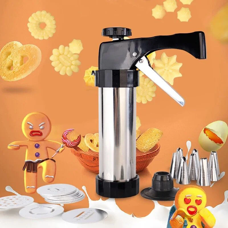 Stainless Steel Cookie Gun, Baking Tools, Cake Cream Decorating Gun, Cookie Making Machine, Nozzles, Pastry Syringe Extruder