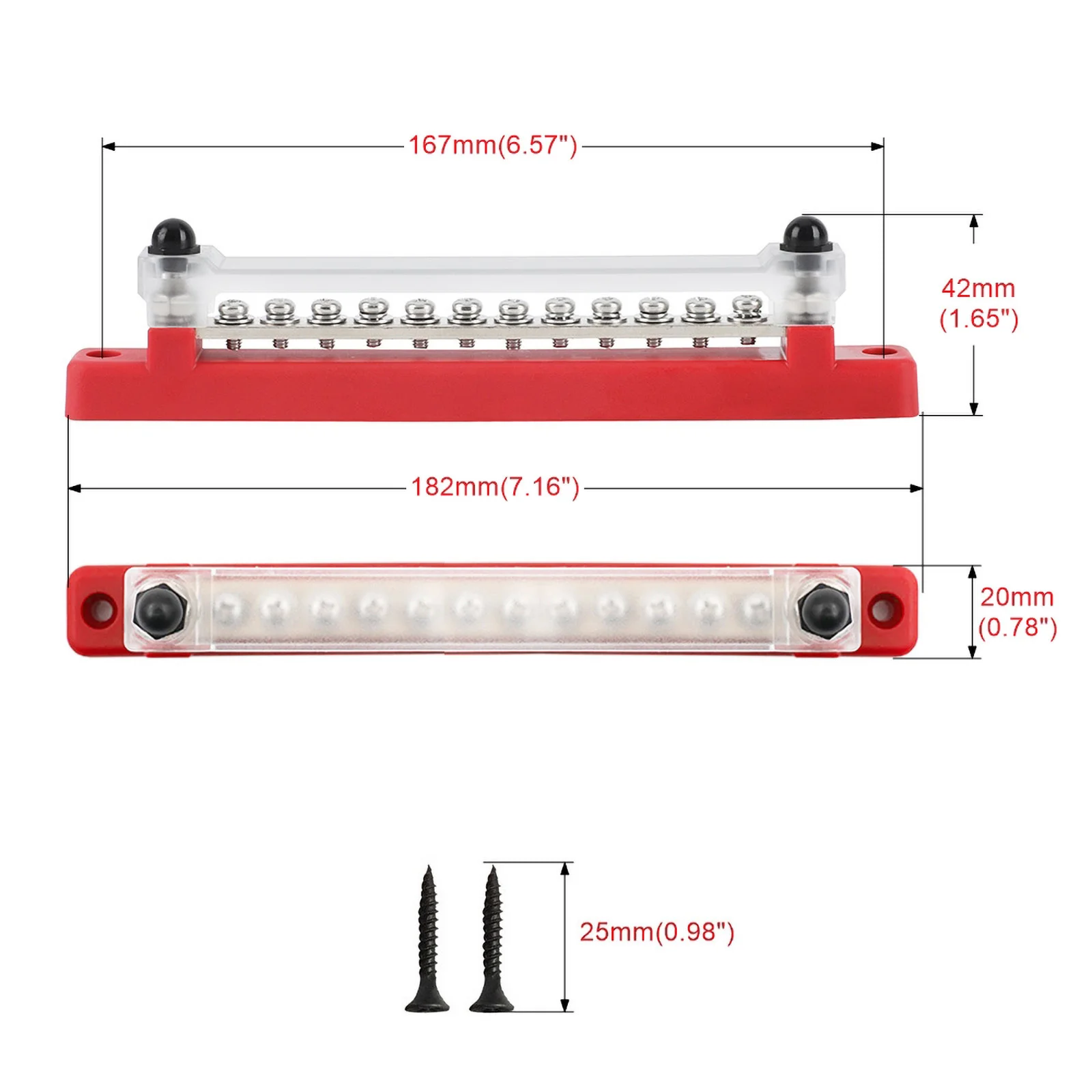 CNSPEED M6 Stud Bus Bar Battery Power Distribution Block 12V Positive Negative Buss Bar for Truck Boat Car Camper Caravan