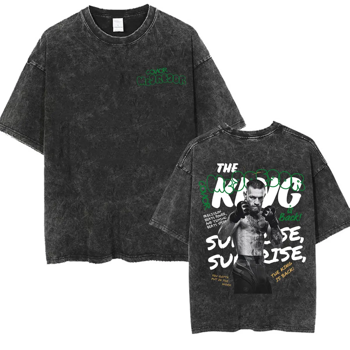 Vintage Washed The Notorious Conor McGregor The King T-shirt Men's Harajuku Classic Gothic T-shirts High Quality Cotton T Shirts