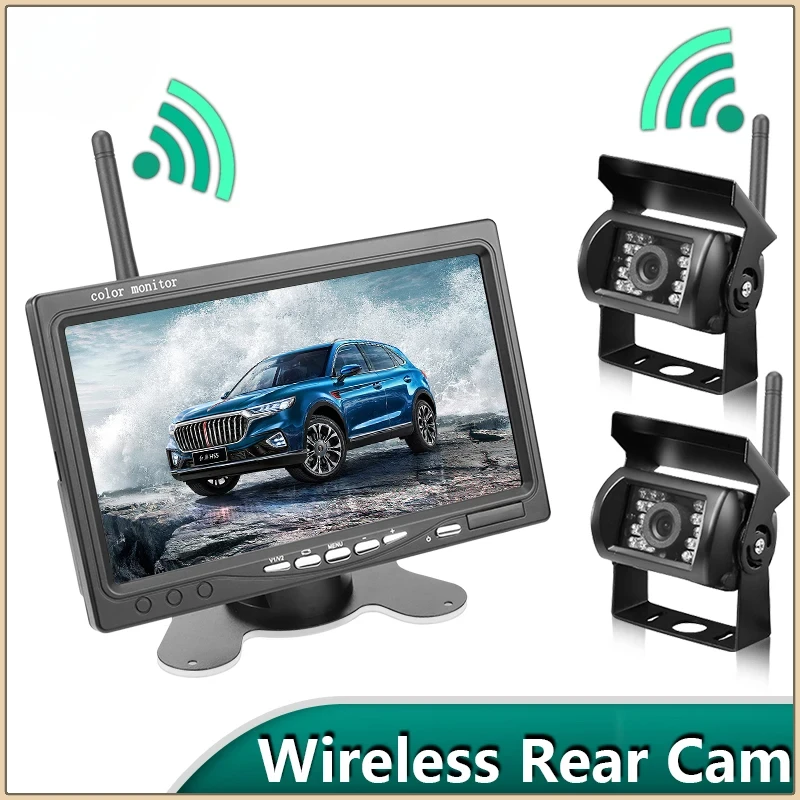 

Wireless 7 Inch Car Monitor for Truck Rear View Camera Screen for Bus RV Trailer Excavator Reversing Image Display 12V-24V