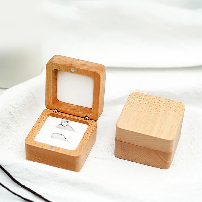 Wood Wedding Ring Gift Boxes Bags Case Packaging for Jewelry Ring Necklace Holder Organizer Box