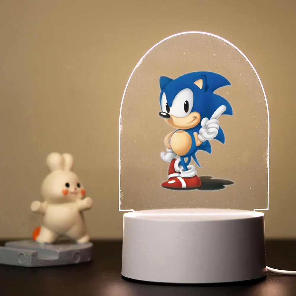 Print Sonic Illusion Night Lamp For Children Custom Acrylic Table Lights With Game Room Decor