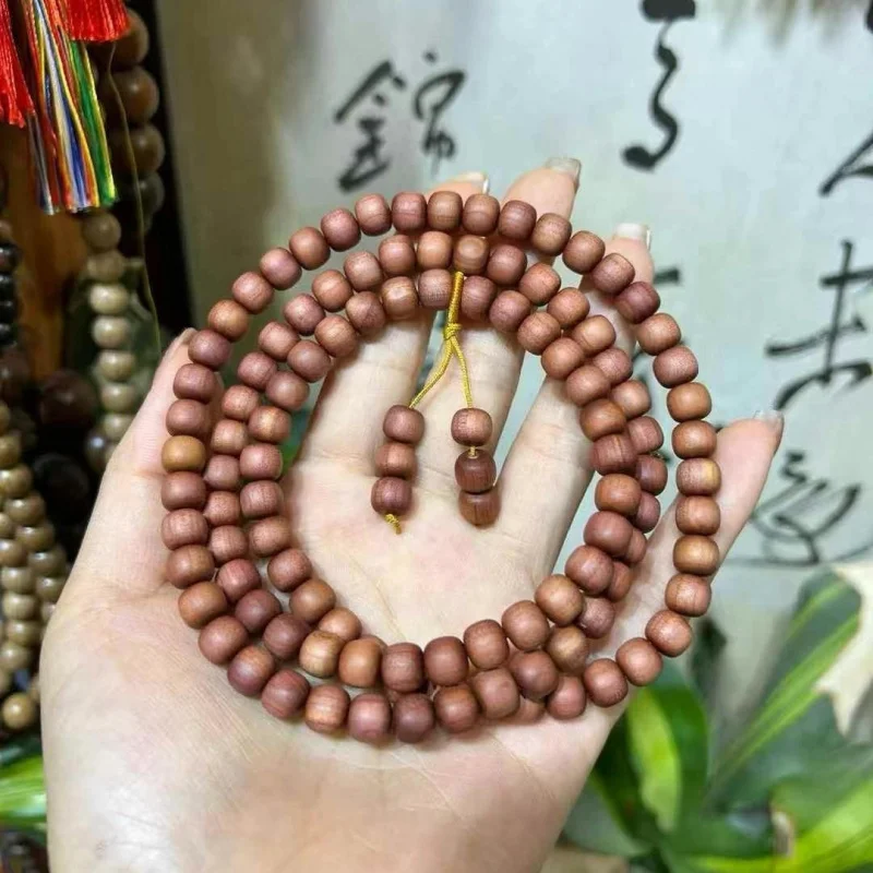 

Natural red cypress wood with a pleasant fragrance, Buddhist prayer , sandalwood bracelet, carved beads for men an
