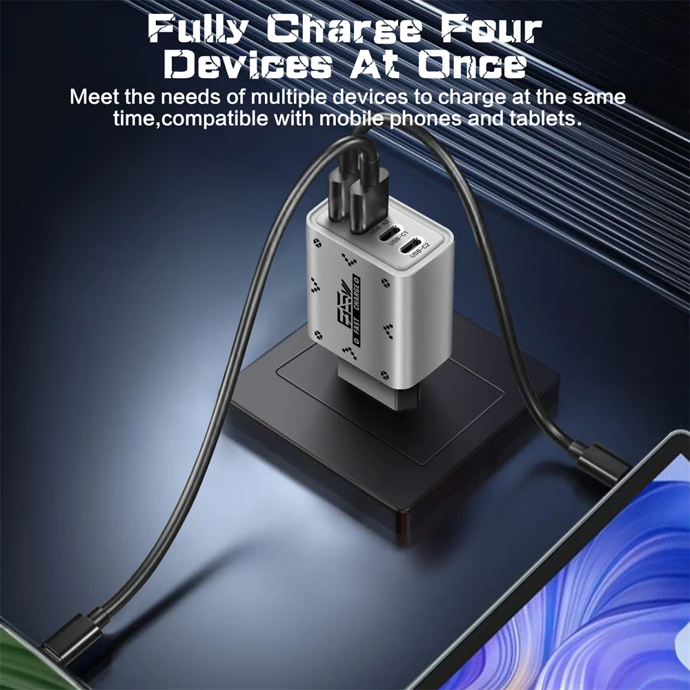 Total 65W  PD3.0 Quick Charge Wall USB Type C Charger Fast Charging Adapter For iPhone 15 Xiaomi Huawei Samsung Oneplus
