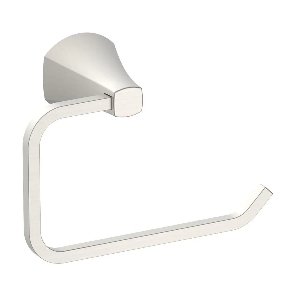 

Wall Mount Toilet Paper Holder Simple Flare Design Satin Nickel Finish Contemporary Bathroom Accessory Hardware Included Easy