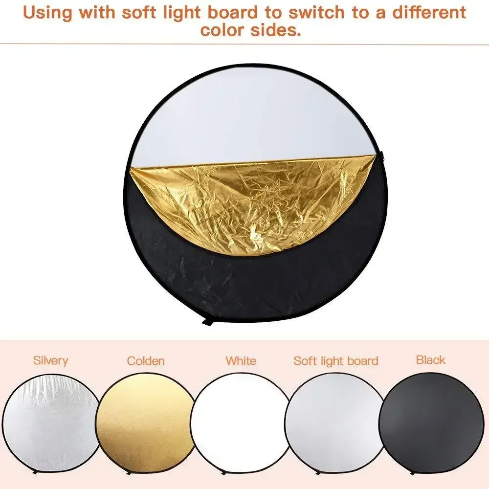 5 in 1 Round Reflectors Collapsible Photography Fill Light Batter Diffuser Accessories Multi-Disc Outdoor Photos Backdrops Props