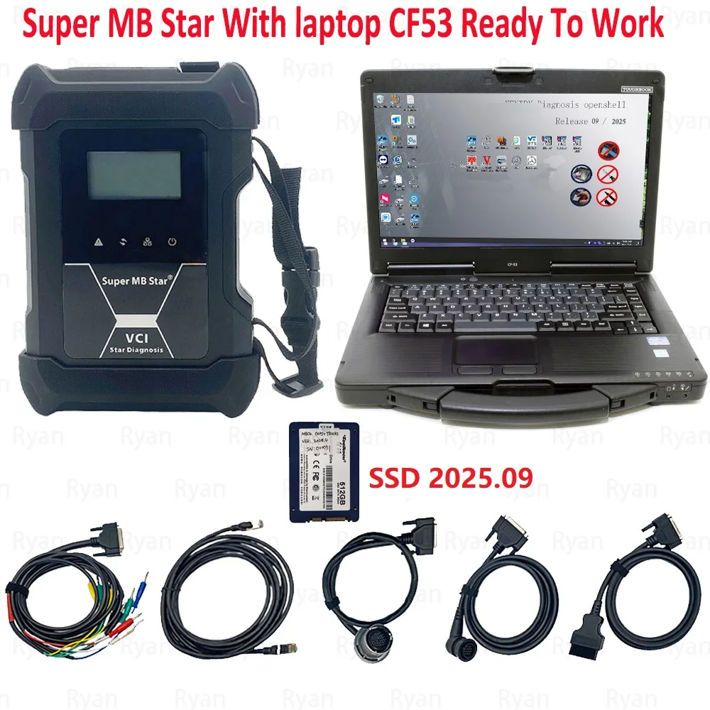 

1:1 Super MB STAR DOIP для XENTRY VCI для Mercedes, автомобильный грузовик, диагностика опционально с ноутбуком CF 53 Star C4, 2025.09