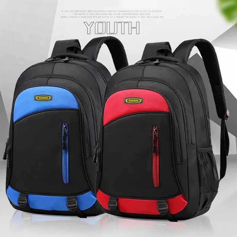 Adjustable Color-block Laptop Backpack, Water-resistant Multi-pocket Rucksack for Students and Business Use