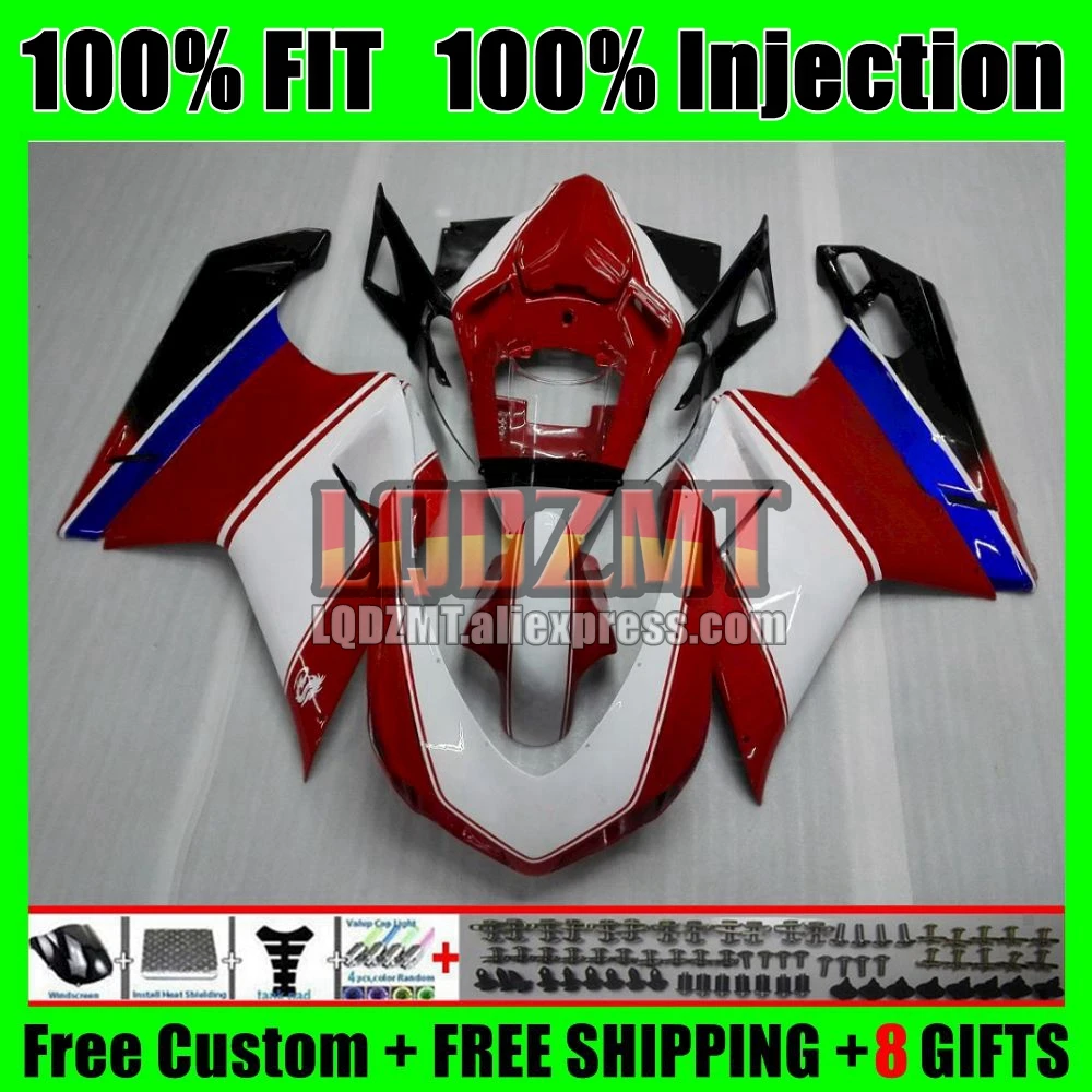 Injection For DUCATI 848 1098 1198 R S 121No.2 848S 07 08 09 10 11 White red 12 1098S 2007 2008 2009 2010 2011 2012 Fairing