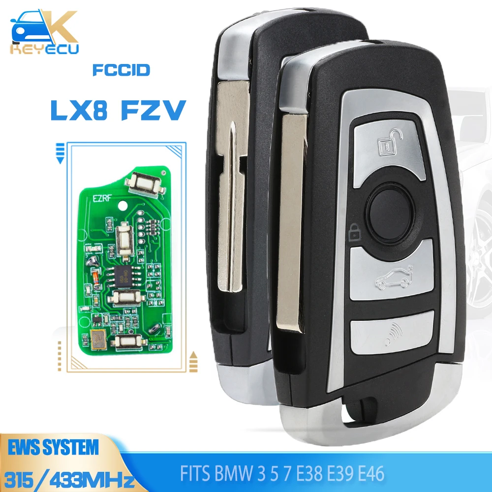 

KEYECU LX8 FZV EWS Modified Flip Remote Key 315MHz/433MHz PCF7935AA ID44 Chip for BMW E38 E39 E46 M5 X3 X5 Z3 Z4 HU58 / HU92