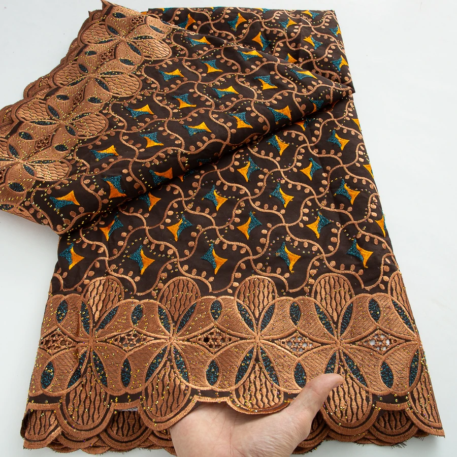 

Nigerian Swiss Voile Lace Fabric High Quality 5 Yards Embroidered African Cotton Lace Fabric 2025 Women for Nigerian Party Dress