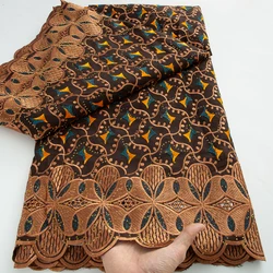 Nigerian Swiss Voile Lace Fabric High Quality 5 Yards Embroidered African Cotton Lace Fabric 2025 Women for Nigerian Party Dress