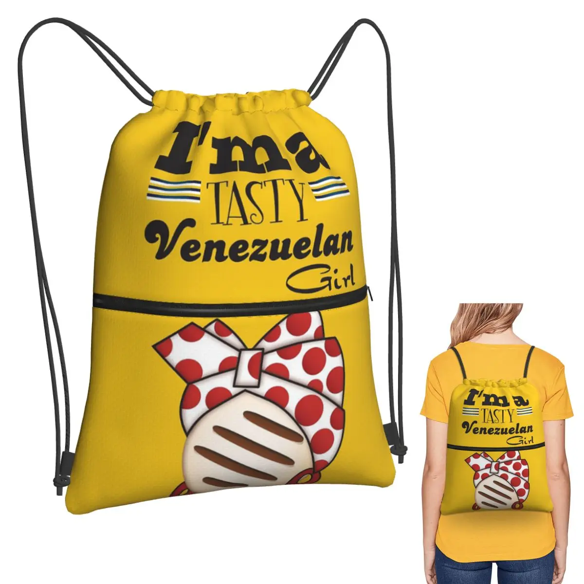 

Arepa Venezuela Im A Tasty Venezuelan Girl Рюкзаки Портативный комплект на шнурке Карманная сумка для хранения Книжные сумки для школы путешествий