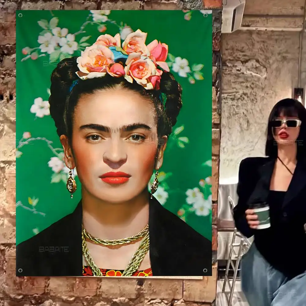 F-Frida K-Kahlo Cartoon Flag Wall Hanging Banner Decoration Household Home Decor