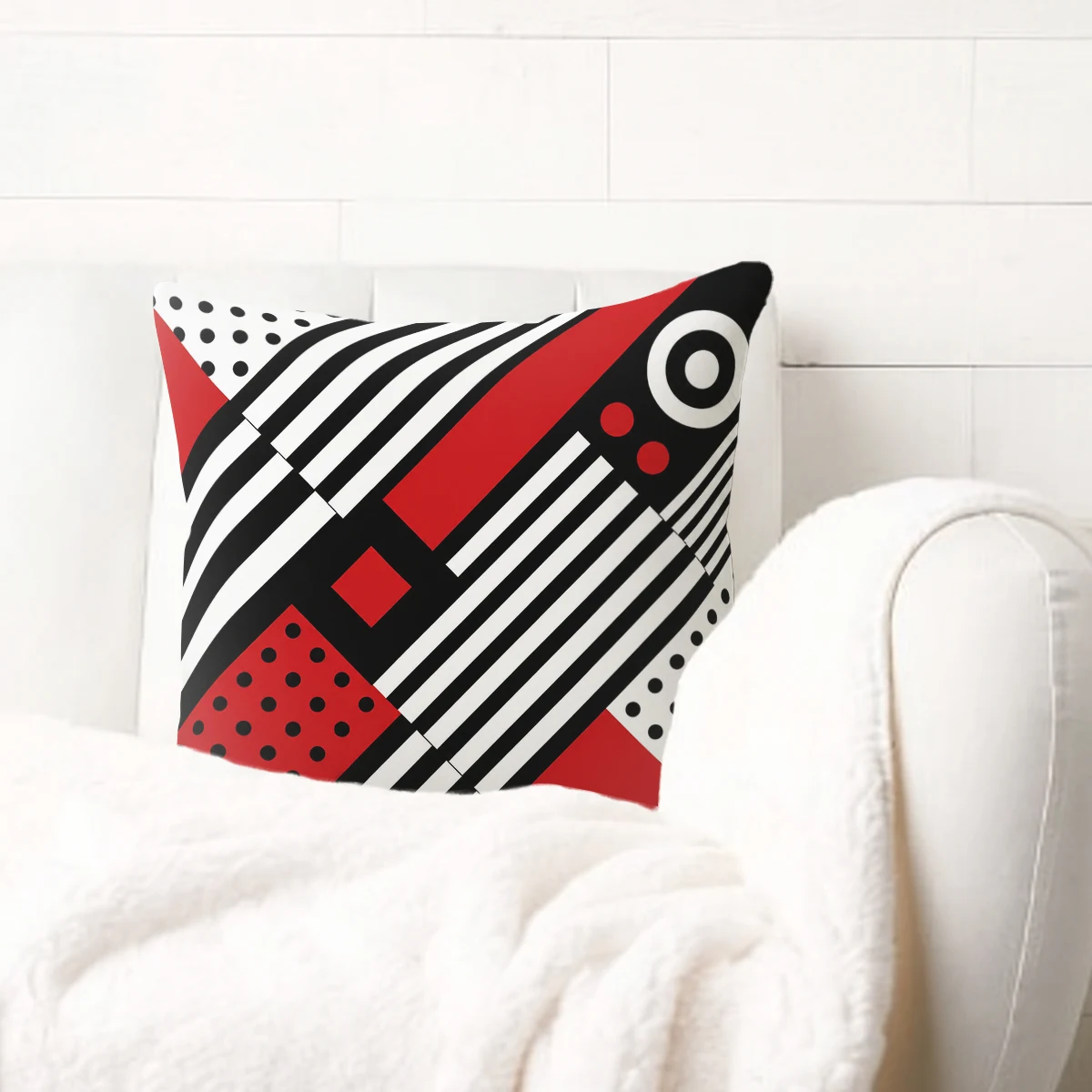 Red Rose & Butterfly Pattern Polyester Pillow Cover - Stylish Floral Decorative Pillowcase for Sofa, Bedroom & Living Room