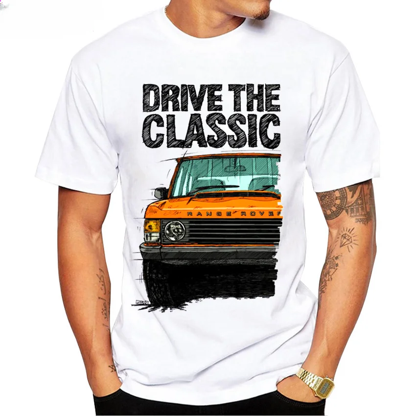 Летняя мужская футболка с коротким рукавом Drive The Classic Range Rover Off-Road Racing Man Футболка Harajuku Car Design Белая повседневная футболка для мальчиков
