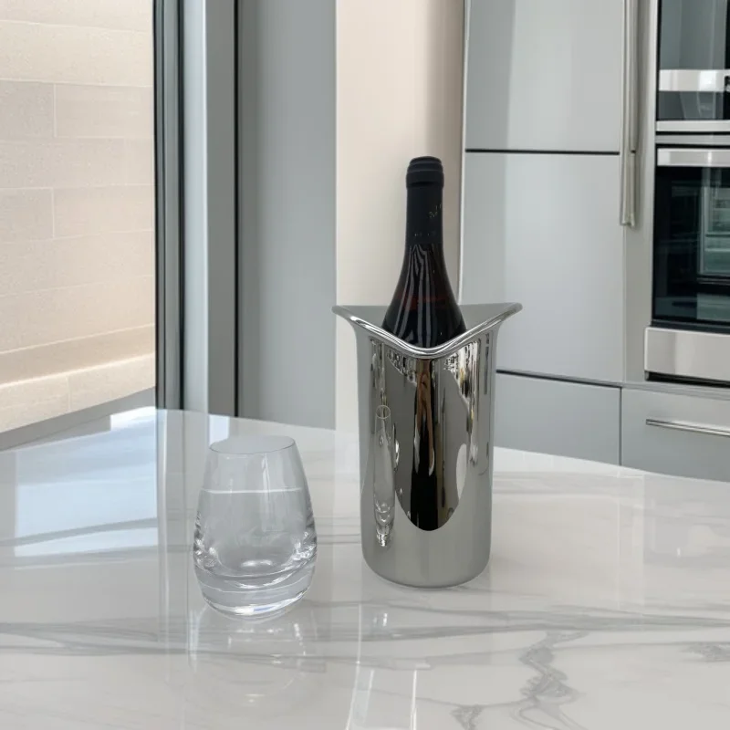 Stainless steel red wine bucket sample room Nordic champagne single ice storage bucket decorative ornament