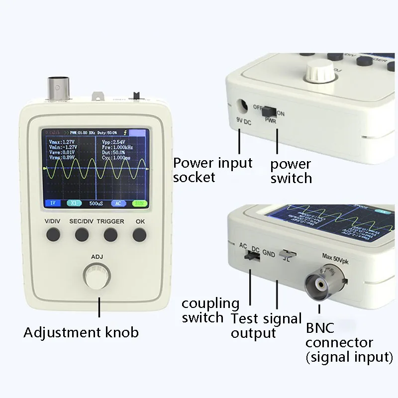 Oscilloscope Kit DSO138 Upgraded Version DSO150 Electronic Training Teaching DIY Set With Probe Power Supply