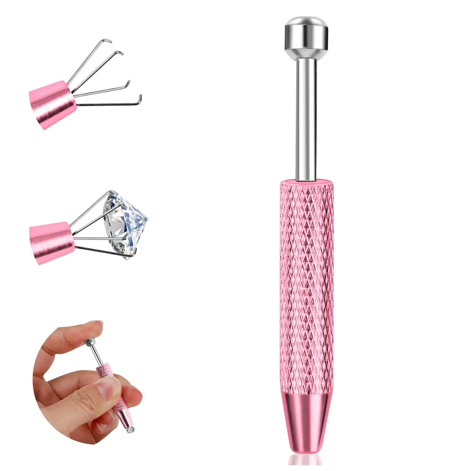 1Pc Four Claws Bead Pick-up Tool, Diamond Gem Prong Holder Tweezer, Body Piercing Jewelry Grabber Catcher Sprinkle Pen