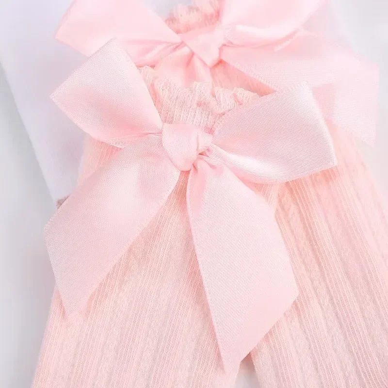New Born Baby Girls Socks Spring Summer Autumn Non Slip Floor Crawling Sock Cute Big Bow Knee High Long Stockings for Toddlers