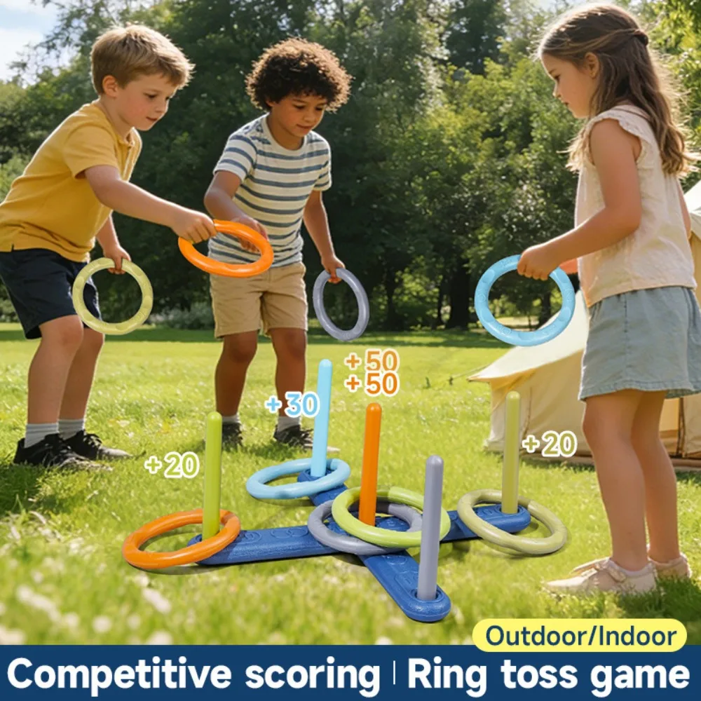 Competitive Scoring Ring Toss Game with Colorful Pegs Active Outdoor Indoor Sports Toy for Children, Random Color and Style