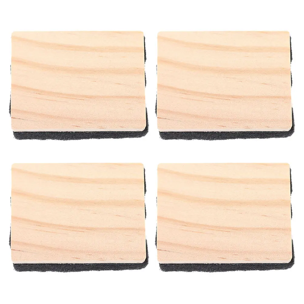 

4Pcs Mini Wooden Dry Erase Erasers Compact Portable Whiteboard Blackboard Erasers Classroom Office Dry Eraser for Black Boards