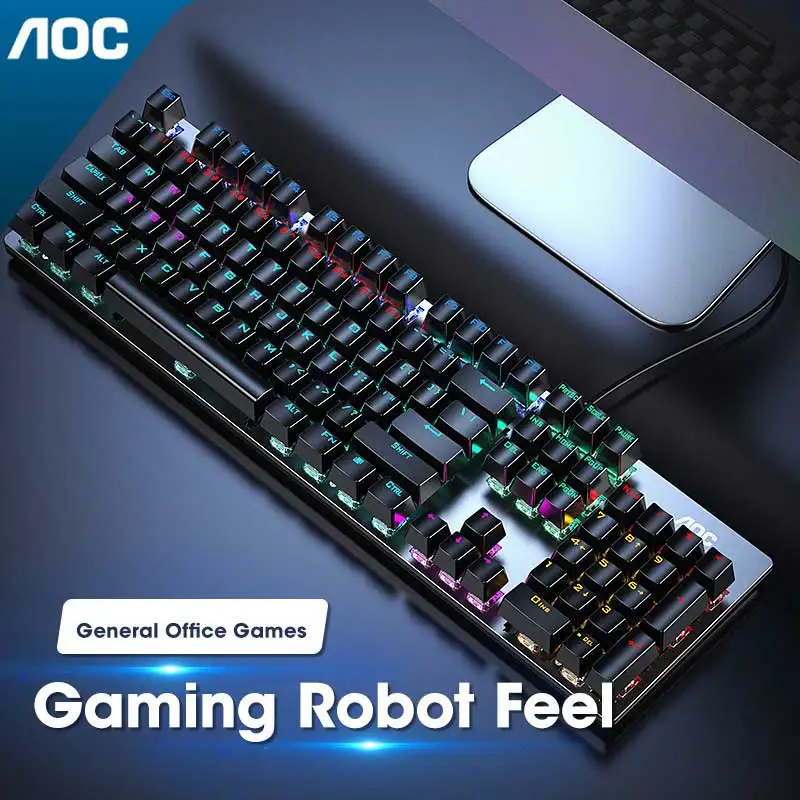 Aoc gk410 104 tasten metallplatte mechanische tastatur rgb light gaming tastatur