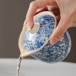 210ml Chinese Style Ceramics Gaiwan Teacup Handmade Tea Infuser Customize Porcelain Teaware Portable Teapot with Lid
