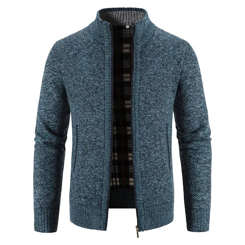 Maglione da uomo invernale caldo casual tinta unita cerniera maglieria cardigan da uomo in misto cotone cashmere giacca lavorata a maglia di alta qualità da uomo