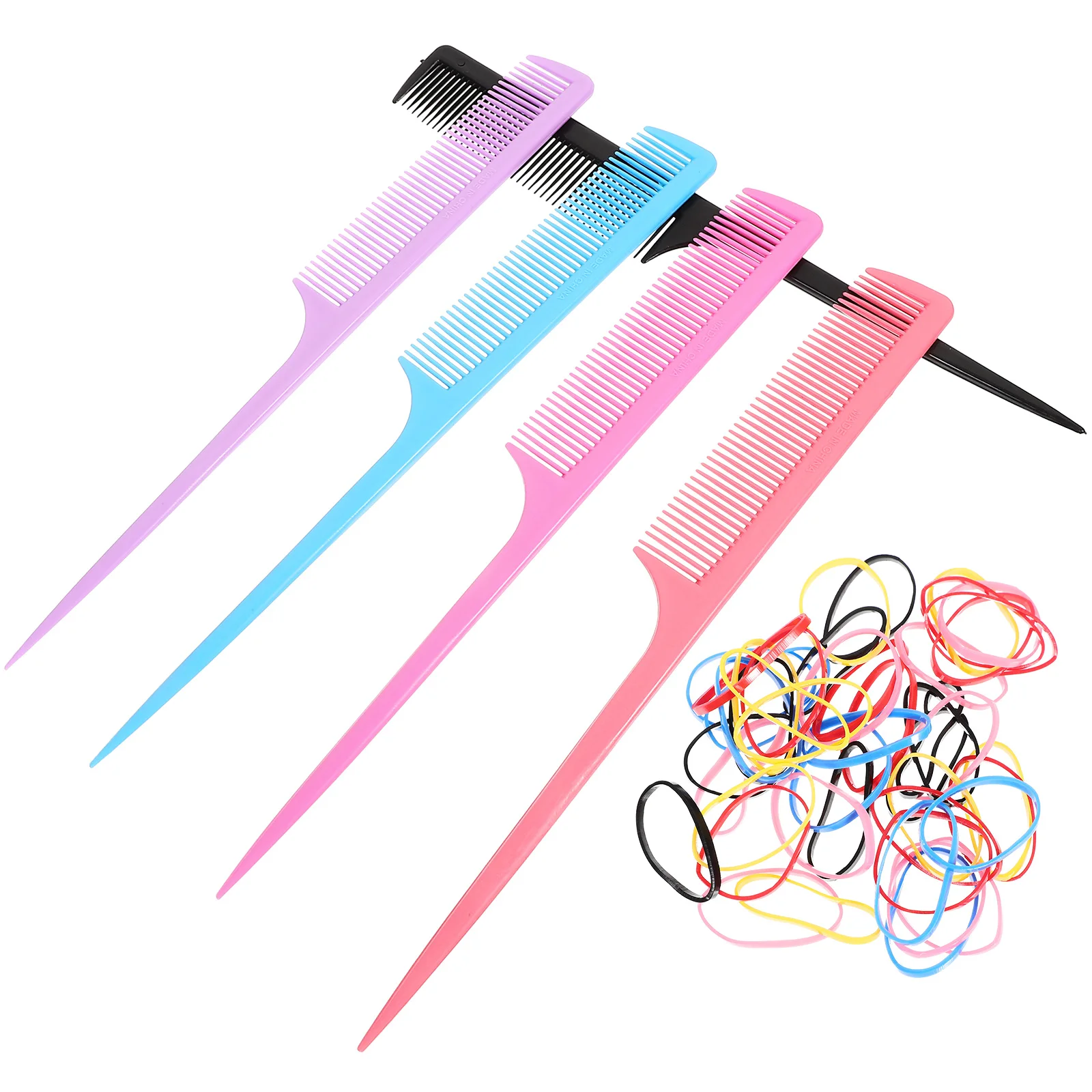 

1 set Rubber Band Hair Ring Tip Tail Comb Set Styling Tools Girls Kids Accessories Strong Durable Plastic Professional