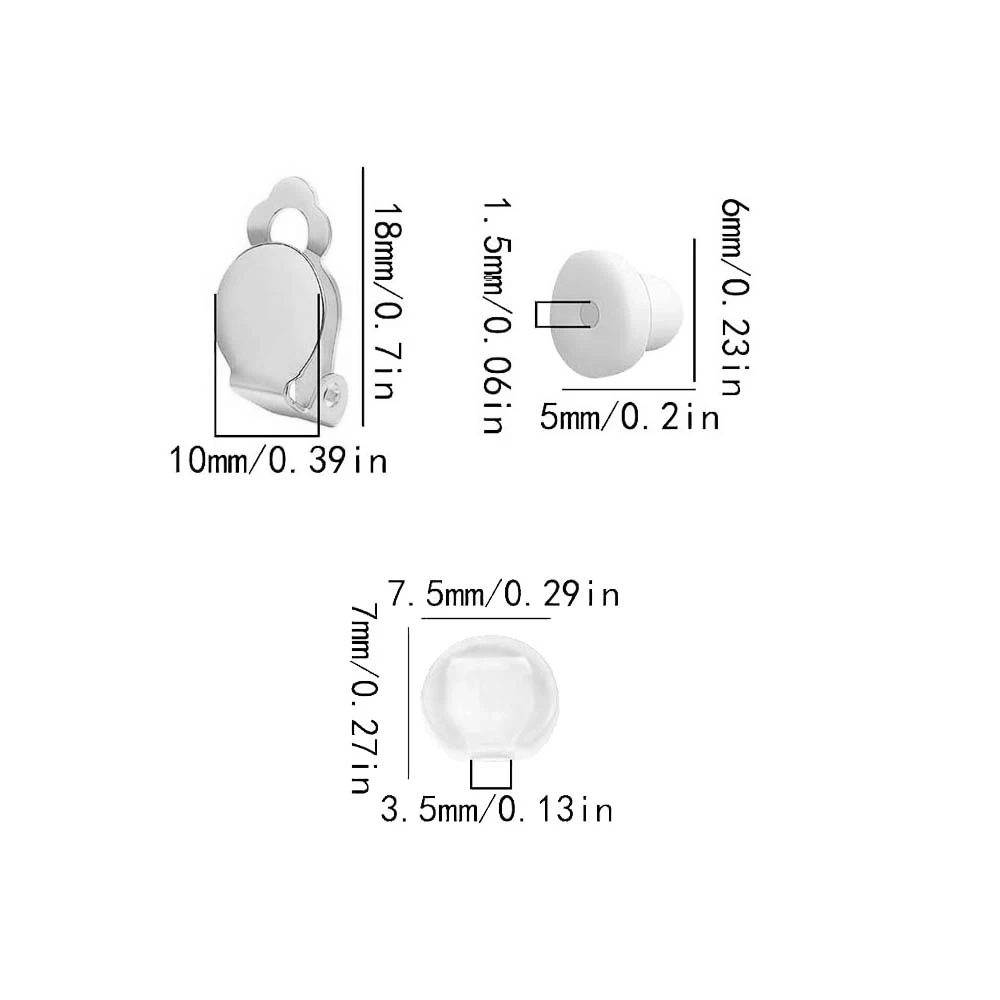 50pcs Round Flat Back Tray Earring Post Clips for DIY None Pierced Clip-on Ears Jewelry Making Supplies Accessories Findings