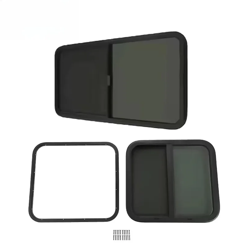 Lateral horizontal sliding single-layer tempered glass RV window, suitable for caravans and RVs, compatible with JDA standards,