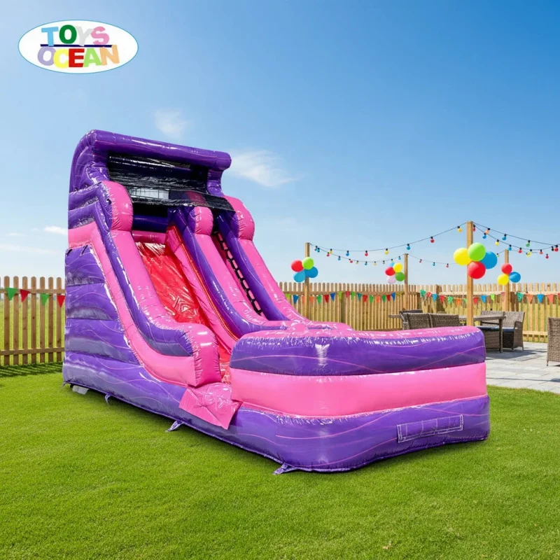 Hot-selling purple and pink Inflatable Water Slides with Pools, Perfect for Kids' Activities and Parties.