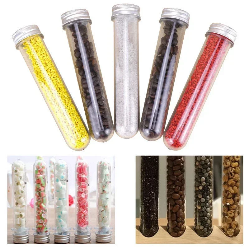 20Pcs/Lot 30/40/70/80/100/110ml PET Test Tube Bottles With Aluminum Lid Facial Mask Capsule Storage Bottle Candy Packaging Boxes