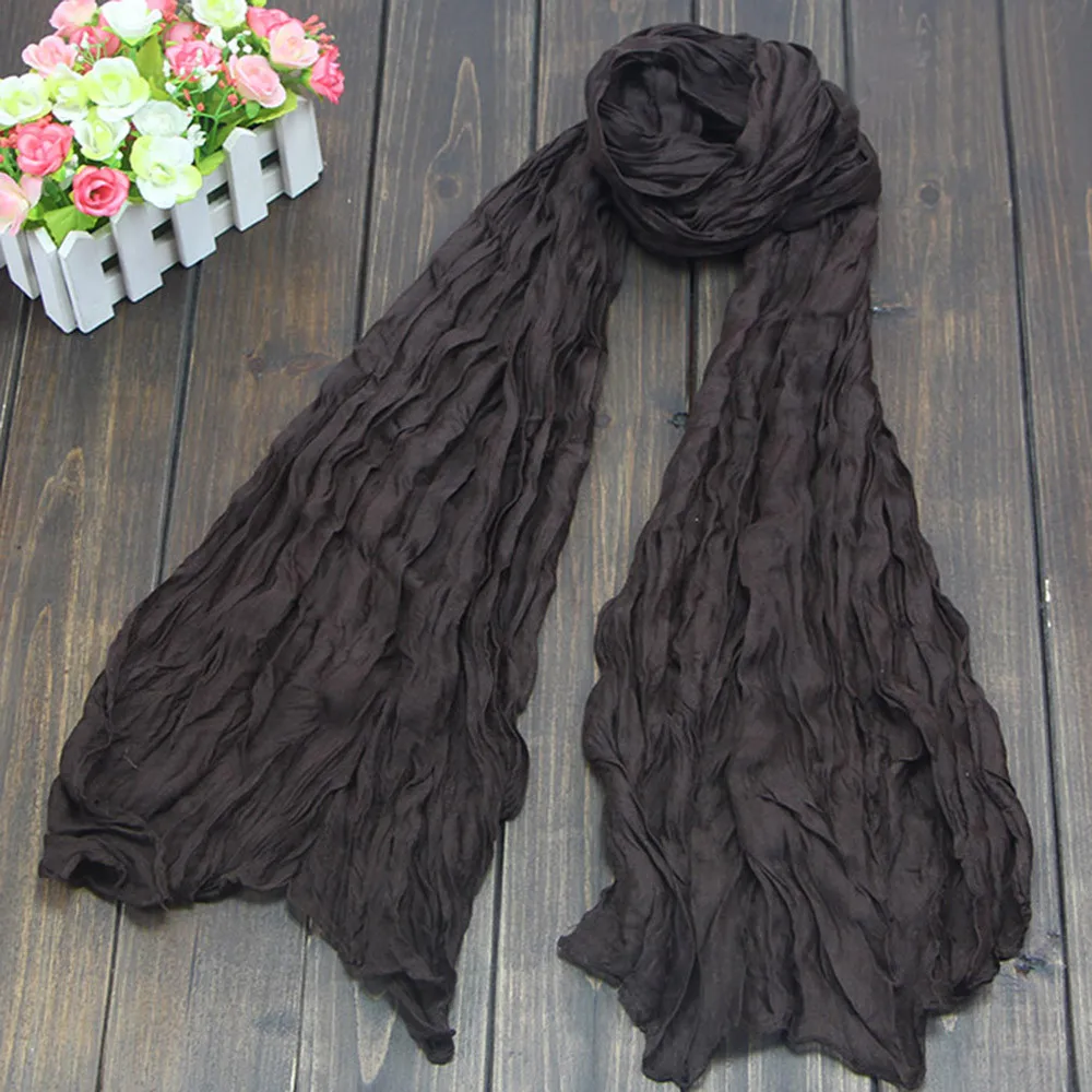 Women Solid Color Ruffled Literary And Versatile Temperament Scarf Retro Printing Multipurpose Scarf Fashion Female Scarf Scarf