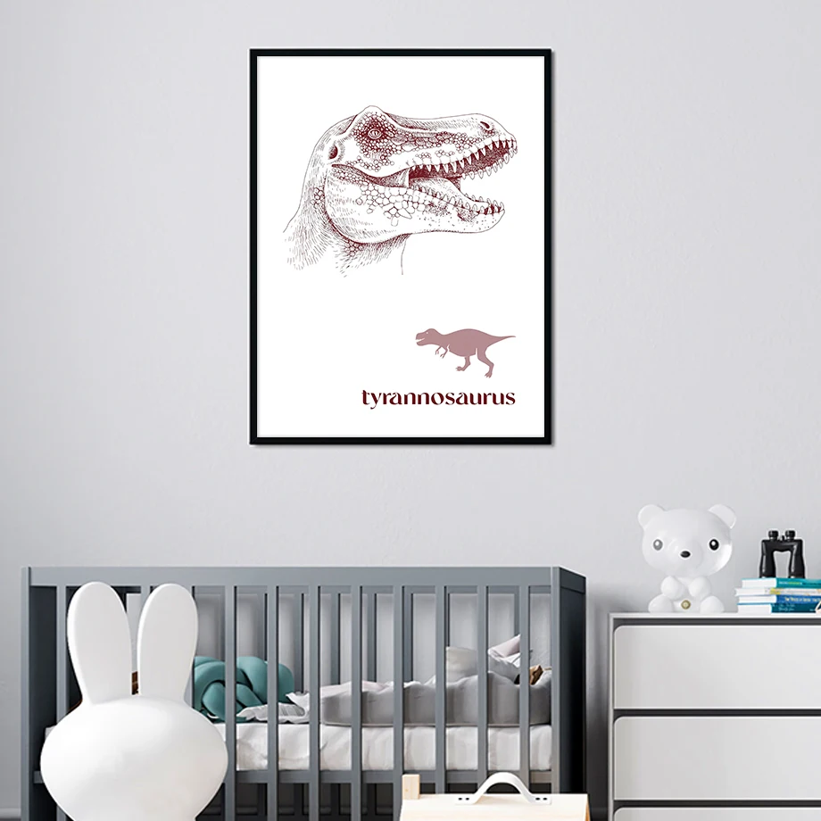 Triceratops Dilophosaurus Tyrannosaurus Brachiosaurus Sketch Dinosaur Wall Art Canvas Posters Prints Dino Picture Boy Room Decor