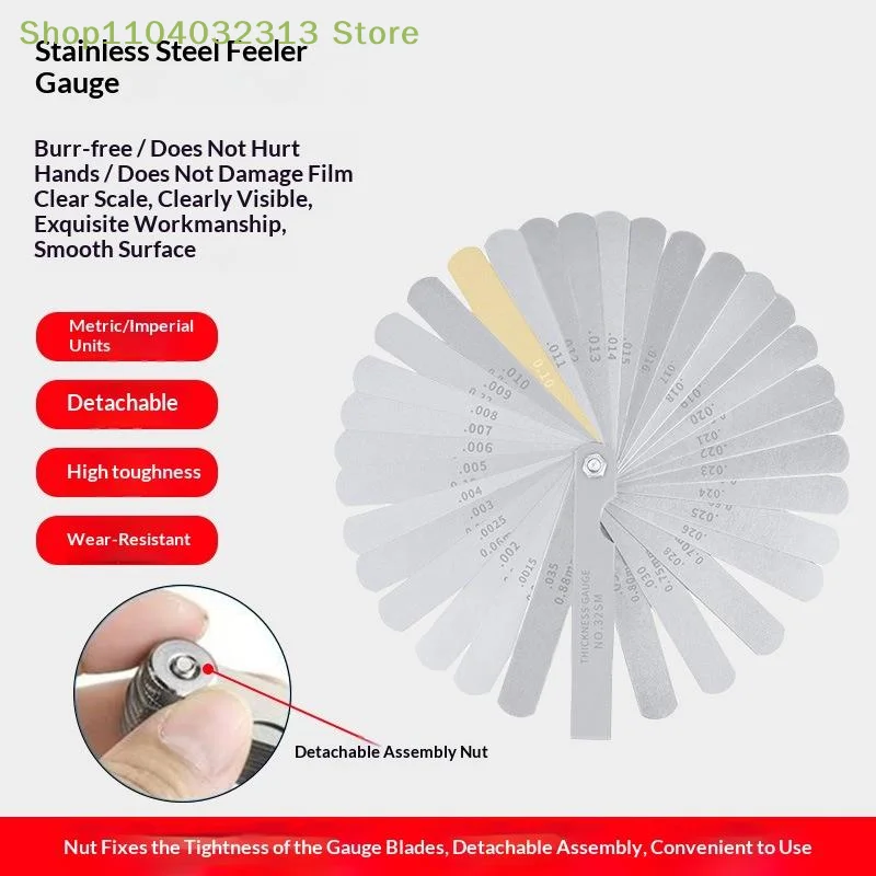 petite32Pcs/set Portable Durable Stainless Steel Feeler Gauge  Gauge Rangefinder Feeler Gauge Various Specifications Arc