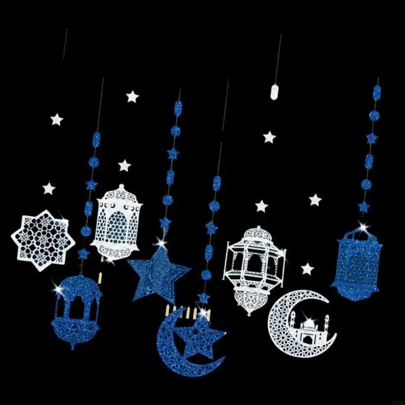 G92C Eid Party Decorazioni sospese 8 pcs Set per pendenti per celebrazioni della comunità e scolastica.