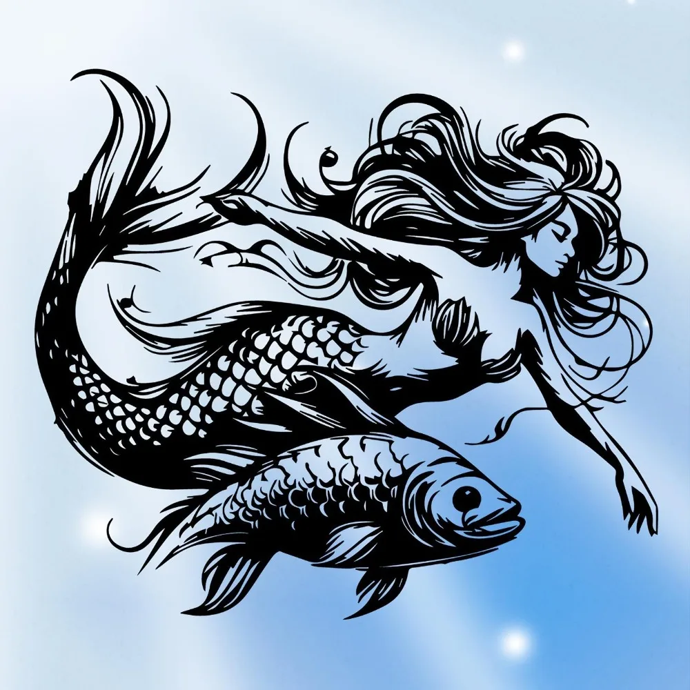 CIFBUY Iron Wall Art Mermaid Fish Metal Decor Anti-Rust Bathroom Sea Home Hanging Ornament For Interior Wall Hanging Accessories
