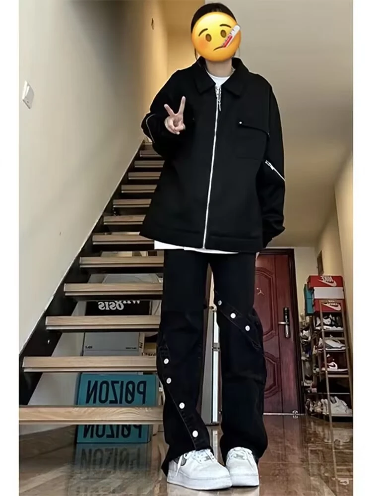 

Джинсы Vibe Sle с высокой талией, прямые, с легким расклешением, женские, в американском ретро-стиле, модные, с пуговицами, дизайнерские, джинсы-сенсация