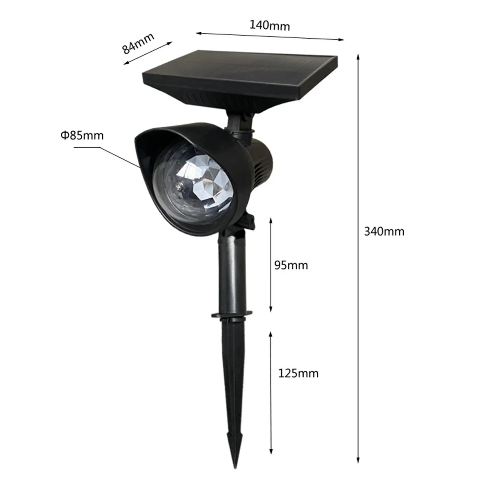 Solar Powered LED Pathway Light Outdoor Waterproof Garden Lamp with Rotating Projection for Home Yard
