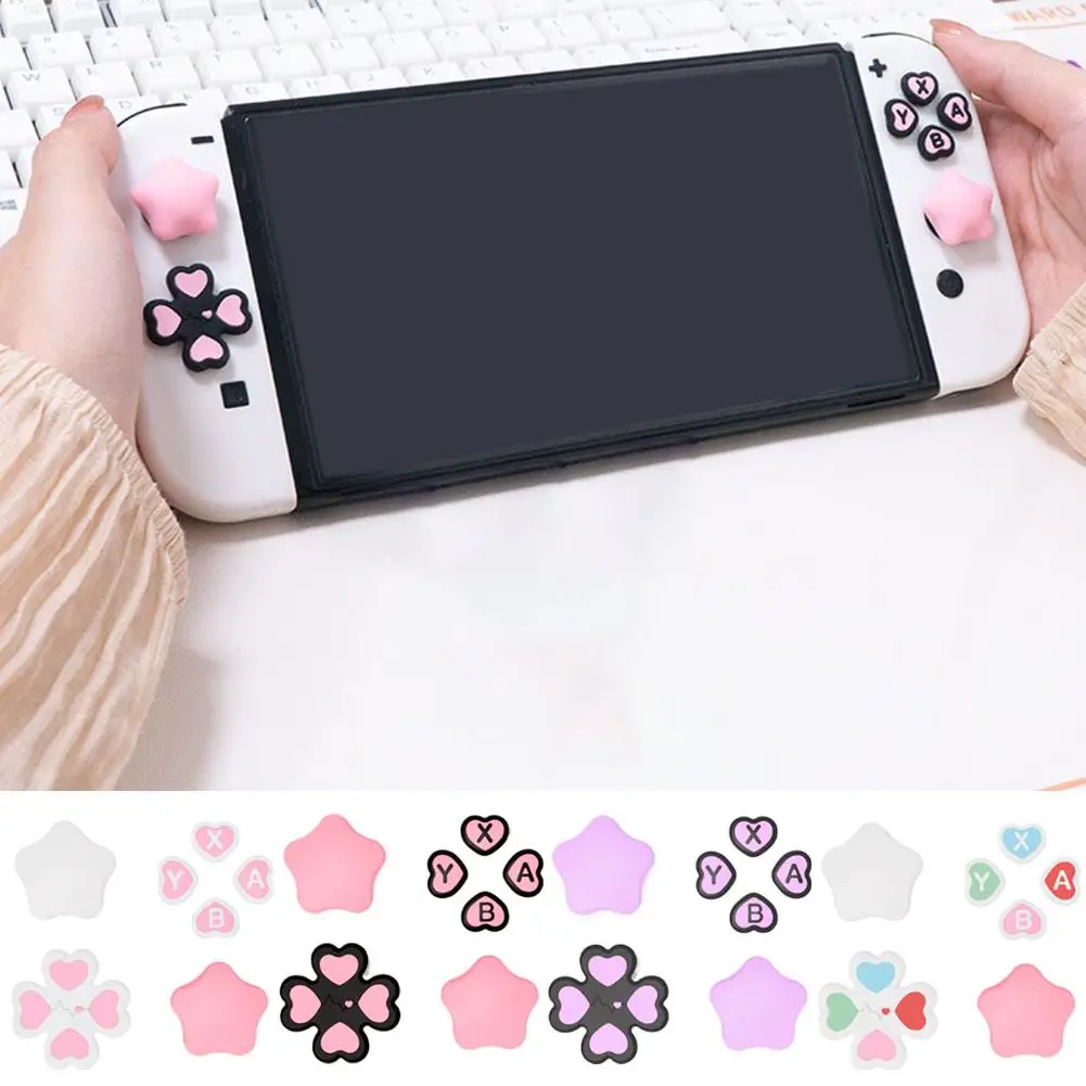 For Switch 2 Silicone Button Sticks Joystick Caps Cross-Direction Button Caps for Switch 2 Joy-Con Anti-Slip Protective Cover