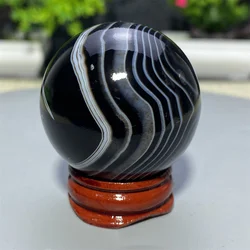 High Quality Natural Black Agate Crystal Ball Meditation Reiki Healing Mineral Quartz Sphere Home Decoration Gift Stone
