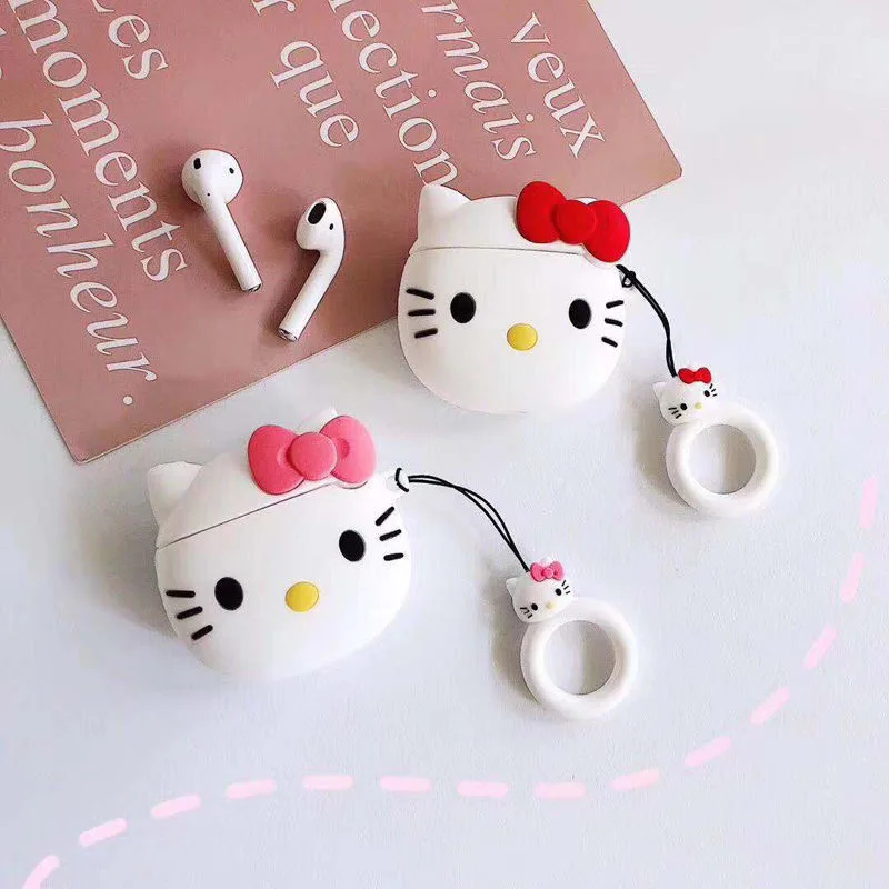 3D Hello Kitty Bluetooth-compatible Earphone Set PC Hard case Earphone Case for AirPods 1 2 Pro 3 Pro2 Cover